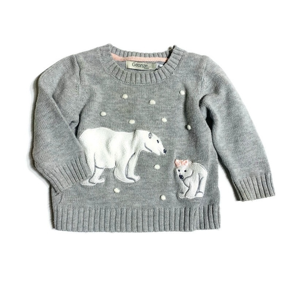 𝅺GEORGE baby‎ girls 12-18M polar bear sweater